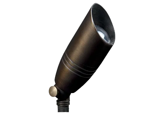 Solid brass ribbed uplight/spotlight, featured in the Spot Lights outdoor lighting section.