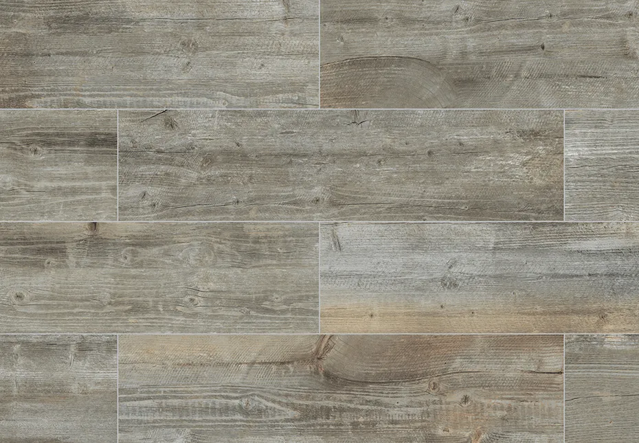 Close-up of the 12x48 Plank in Soul Grey featured in the porcelain tiles section.