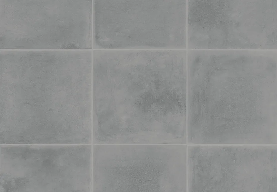 Close up of the 24x24 porcelain tile in Simply Grey, featured in the porcelain tiles section.