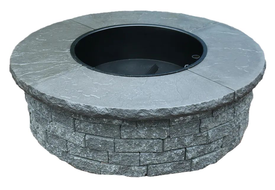 A curved coping stone for fire pit kits, featured in the Fire Pit Accessories section of Newline Hardscapes.