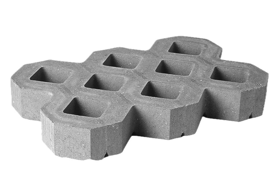 Turfstone permeable paver with open grid for grass growth and drainage. Featured in the Pavers section.
