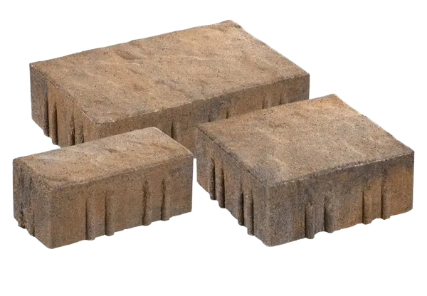 Breton™ three‑piece permeable pavers with stone‑cleft texture featured in the Pavers section.