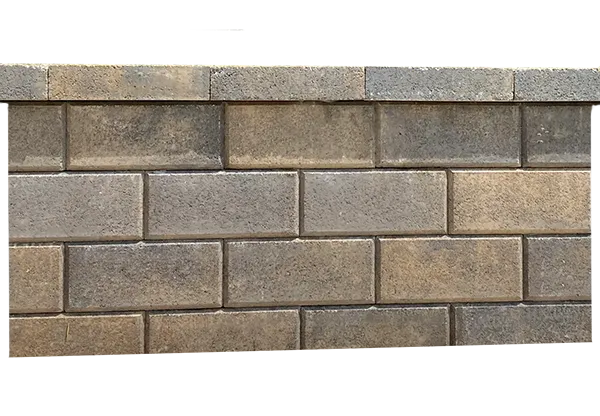 Compac Contemporary retaining wall block, smooth-face unit in the color Fieldstone. Featured in the walls section.