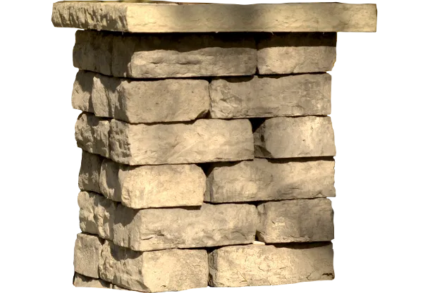 Dimensional Wall retaining wall system with modular stone texture. Featured in the Rosetta Hardscapes section.