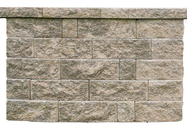 A wall of Regal Stone® retaining wall blocks that are featured in the Walls section of Newline Hardscapes.